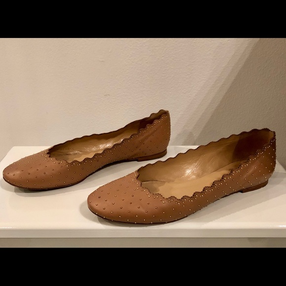 Chloe Lauren nude gold studded ballerinas  39 - Picture 1 of 8